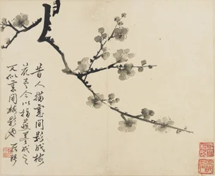 Tájképek, virágok és madarak: szilva, Qing-dinasztia, 1780 (tinta papíron)